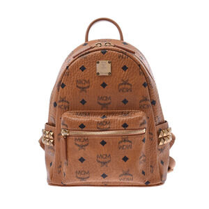 MCM Studded Cognac Leather Backpack